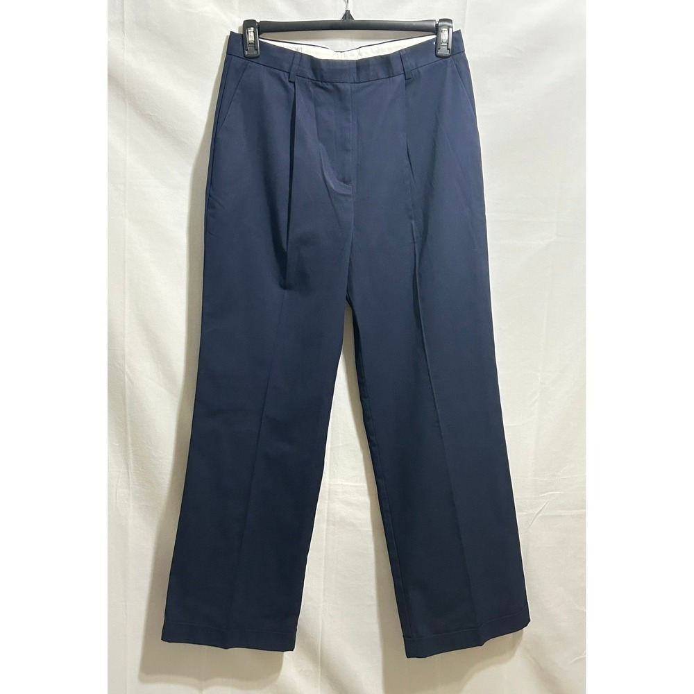 NWT Brooks Brothers Womens Navy Pleated Cotton Dress Chino Pants Size 12